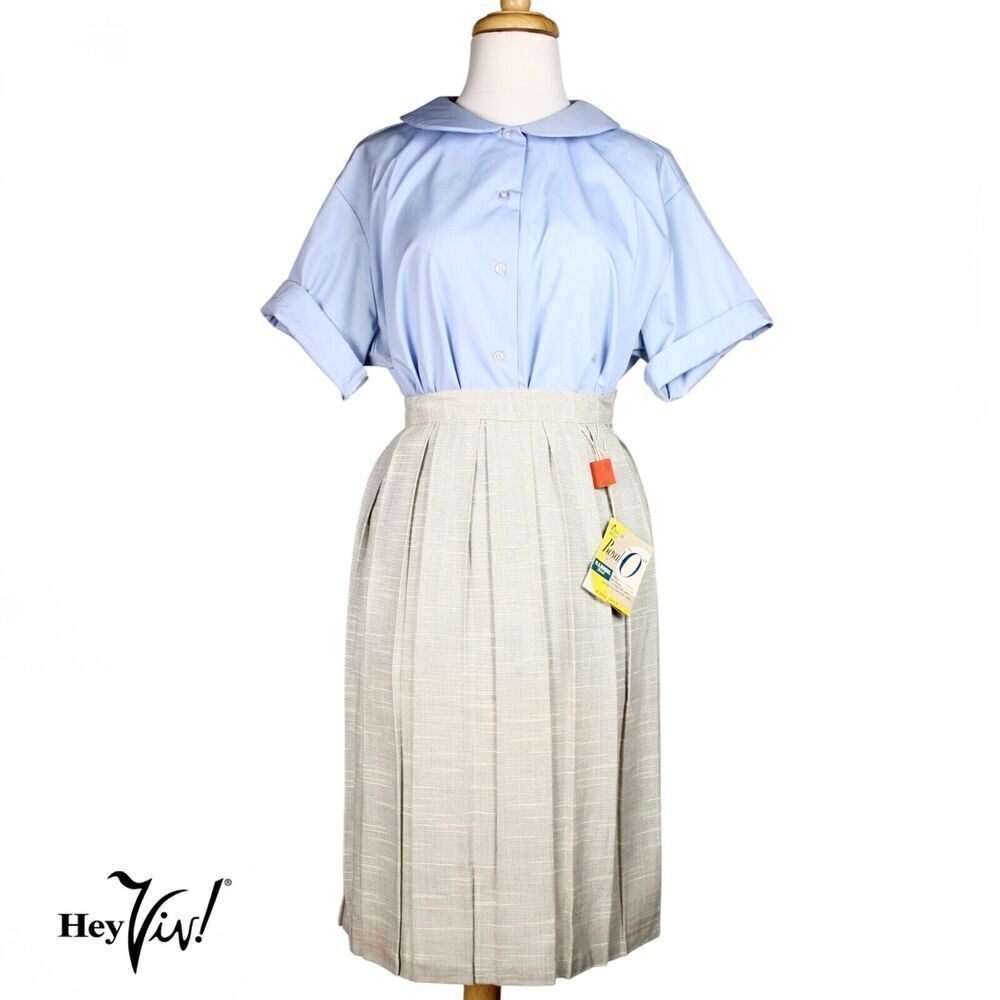 Vintage 50s Pleated Skirt w Paper Tags Metal Zipper Size Small W24-26" - Hey Viv